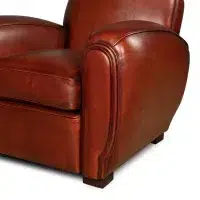 Cognac Leather club chair Gentleman, zoom armrest