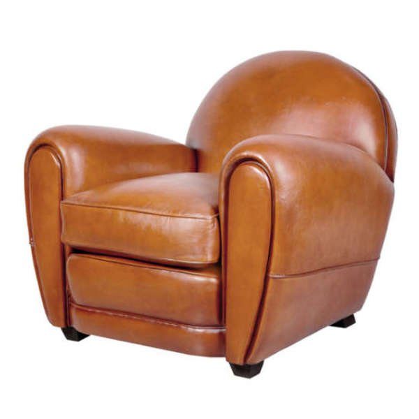 Club Armchair Leather Années Folles, Leather Club Chair