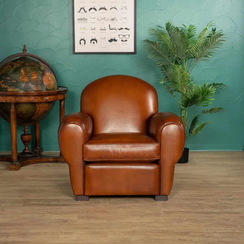 Auteuil havana leather club chair in ambience