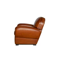Auteuil havana leather club chair in side view