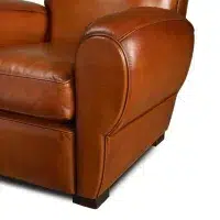 Auteuil havana leather club chair, zoom armrest