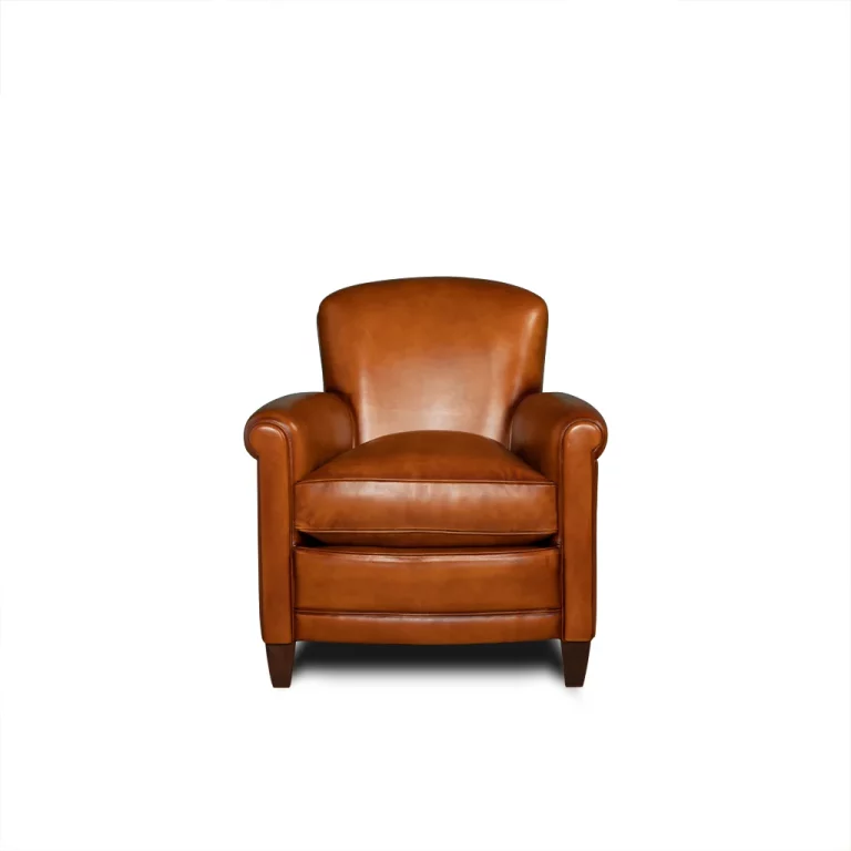 Honey Passy leather club chair in front view