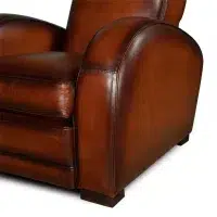Shaded havana Texas leather club chair, zoom armrest