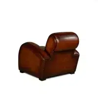 Fauteuil club cuir Texas havane nuancé vue de 3/4 dos