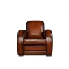Shaded havana Texas leather club chair in front view