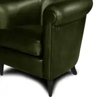 English green Leather club chair Harry's, zoom armrest