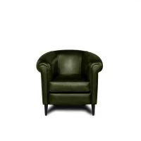 English green Leather club chair Harry's in front view