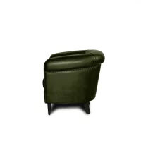 English green Leather club chair Harry's in side view