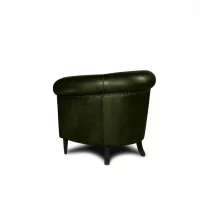 English green Leather club chair Harry's in 3/4 back view