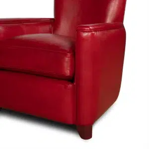 Red Leather club chair Belle Époque, zoom armrest