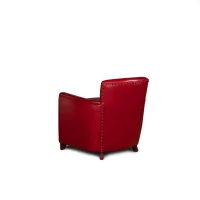 Red Leather club chair Belle Époque in 3/4 back view