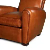Havana Chaplin leather club chair, zoom armrest
