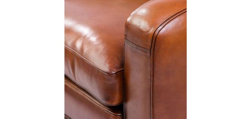 Havana Grand Carré 2 seater leather club sofa, zoom armrest