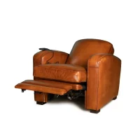 Relax Grand Carré club chair open in havana color and in 3/4 view