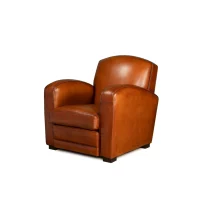 Grand Carré havana leather club chair in 3/4 view