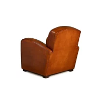 Grand Carré havana leather club chair in 3/4 back view