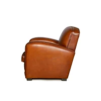 Grand Carré havana leather club chair in side view