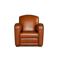 Grand Carré havana leather club chair in front view