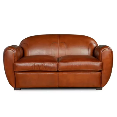 2-Seater Leather Club Sofa Beds