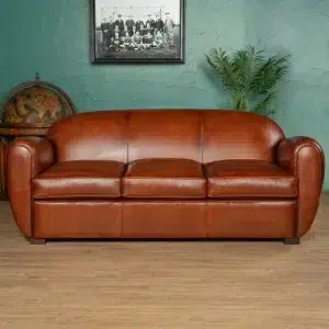 Jules leather 3 seater club sofa bed