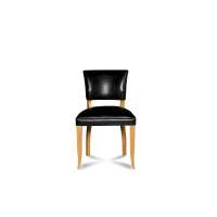 Black and light oak Bridge leather club chair in front view