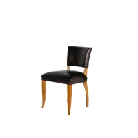 Black and light oak Bridge leather club chair in 3/4 view