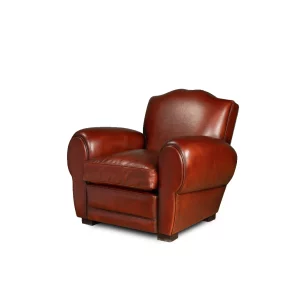 Cognac Grand Moustache leather club chair in 3/4 view