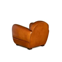 Honey Jules leather club chair in 3/4 back view