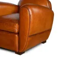 Honey Jules leather club chair, zoom armrest