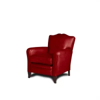 Red Fernand leather club chair in 3/4 view