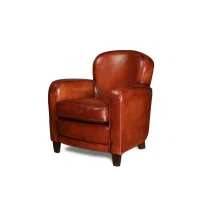 Cognac Bridge leather club chair in 3/4 view