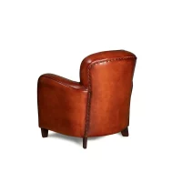 Cognac Bridge leather club chair in 3/4 back view