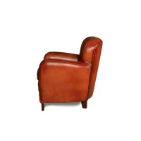 Cognac Bridge leather club chair in side view