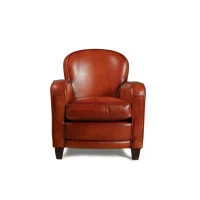 Cognac Bridge leather club chair in front view