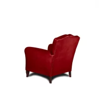 Red Fernand leather club chair in 3/4 back view
