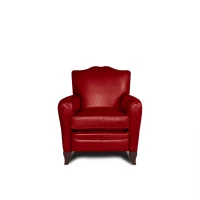 Red Fernand leather club chair in front view