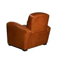 Leather club chair relax Grand Carré havana, 3/4 back view