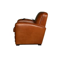 Leather club chair relax Grand Carré havana, side view