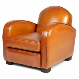 Hemingway child club chair, rustic leather, 3/4 view