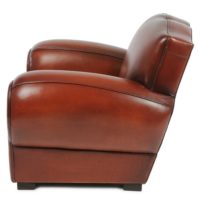 Moustache 1930, fauteuil, cuir cognac, côté